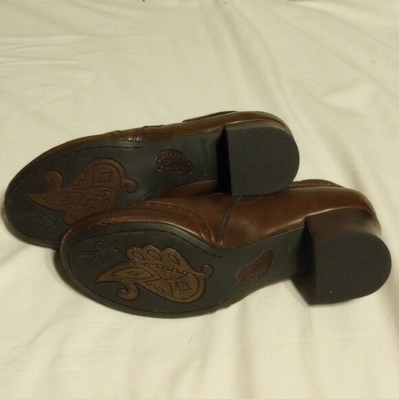 Brown Leather Born Heeled Clogs - Picture 6 of 10